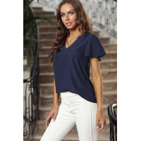 Blue V Neck Short Sleeve Tee