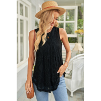 Black Lace Hollow Out Sleeveless T-Shirt