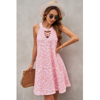 Pink Leopard Sleeveless Mini Dress