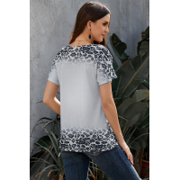 Gray Loose Snow Leopard Top