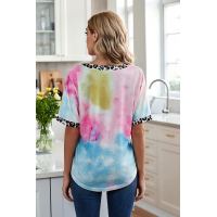 Sky Blue Hypnotized Tie Dye Leopard Top