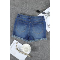 Leopard Pocket Low Rise Distresses Denim Shorts