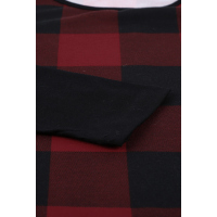 Red Plaid Long Sleeve Top with Elbow Patch