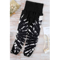 Black Boho Tie-dye Casual Loose Hippy Harem Pants