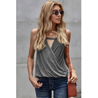 Gray Wrap Front Tank Top