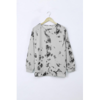 Black Oversize Scrawl Print Long Sleeve Top