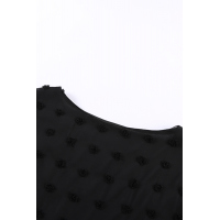 Black Swiss Dot Texture Short Sleeve Top