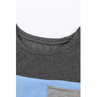 Sky Blue Color Block Pocketed T Shirt