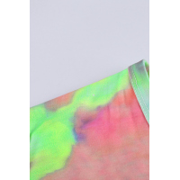 Green Tie-dye V Neck Long Sleeves Top