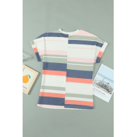 Striped Cotton Blend Short-sleeved Top