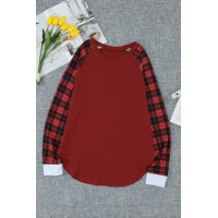 Red Plaid Long Sleeve Top