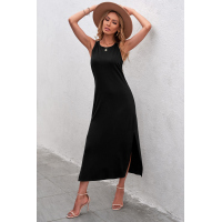 Black Side Slit Sleeveless Midi Dress