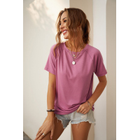 Pink Round Neck Raglan Sleeve T-shirt