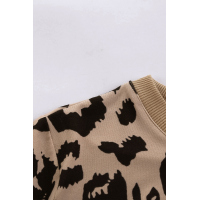 Crew Neck Leopard Print  Basic T-shirt