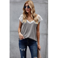 Gray Lace Knit Tank