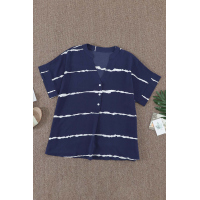 Blue Striped Folded Short Sleeve Shirt