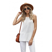 White Keyhole Knit Tank Top