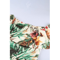 Vibrant Botanic Print Off-the-shoulder Maxi Dress