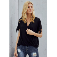 Black Charismatic Drape Blouse