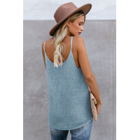 Sky Blue Knitted Cami Tank Top