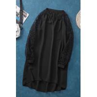 Black Lace Long Sleeves Shift Above Knee Dress