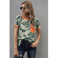 Coral Contrast Camo Tee