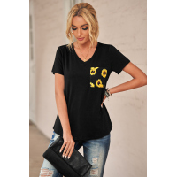 Yellow Printed Splicing T-Shirt