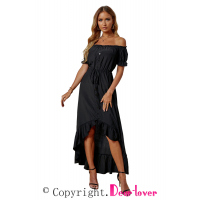 Black Glaze High Low Off The Shoulder Maxi Dress