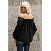 Black Blooming Lace Off The Shoulder Top