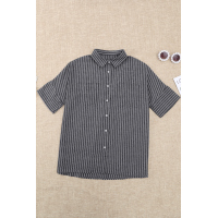 Black Short Sleeve Striped Shirt