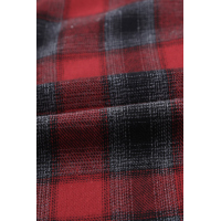 Red Cotton Blend Plaid Buttoned Shirt with Bust Pockets