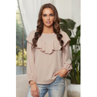 Apricot Ruffle Lantern Long Sleeve Top