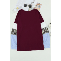 Wine Drop Shoulder Spliced Sleeve Top