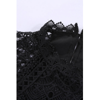 Black Crochet Lace Trim Splicing Casual Blouse