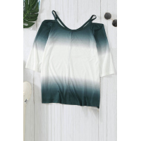 Ombre Tie Dye Cold Shoulder Blouse