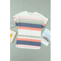 Striped Cotton Blend Short-sleeved Top