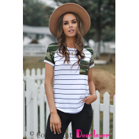 Green Striped Camo Pocketed Patch Tee