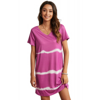 Pink Tie Dye Casual Mini Dress