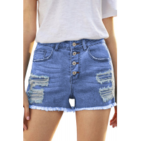 Sky Blue Gypsy Mid-rise Distressed Denim Shorts