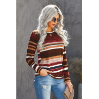 Striped Tie Dye Knit Long Sleeve Top