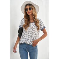 Gray Trim Leopard Tee