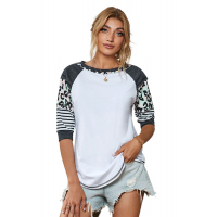 White Printed Raglan Sleeve Top