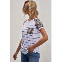 Striped Leopard Pocketed Patch Tee