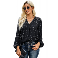 Black Love You Boo Balloon Sleeve Blouse