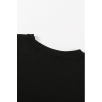 Black Leopard Print Color Block Short Sleeve T-Shirt