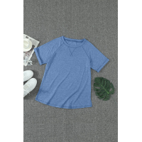 Blue Heathered Round Neck T-shirt