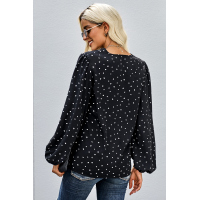 Black Love You Boo Balloon Sleeve Blouse