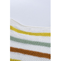 Multicolor Stripes Print White Knit Top