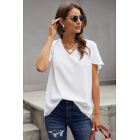 White V Neck Short Sleeve Tee