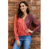 Out Of Sight Mixed Print Drape Blouse